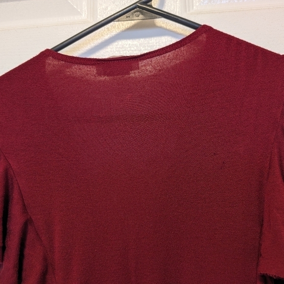 coii | Romantic Burgundy Flutter Dress | Size Small - Picture 8 of 9